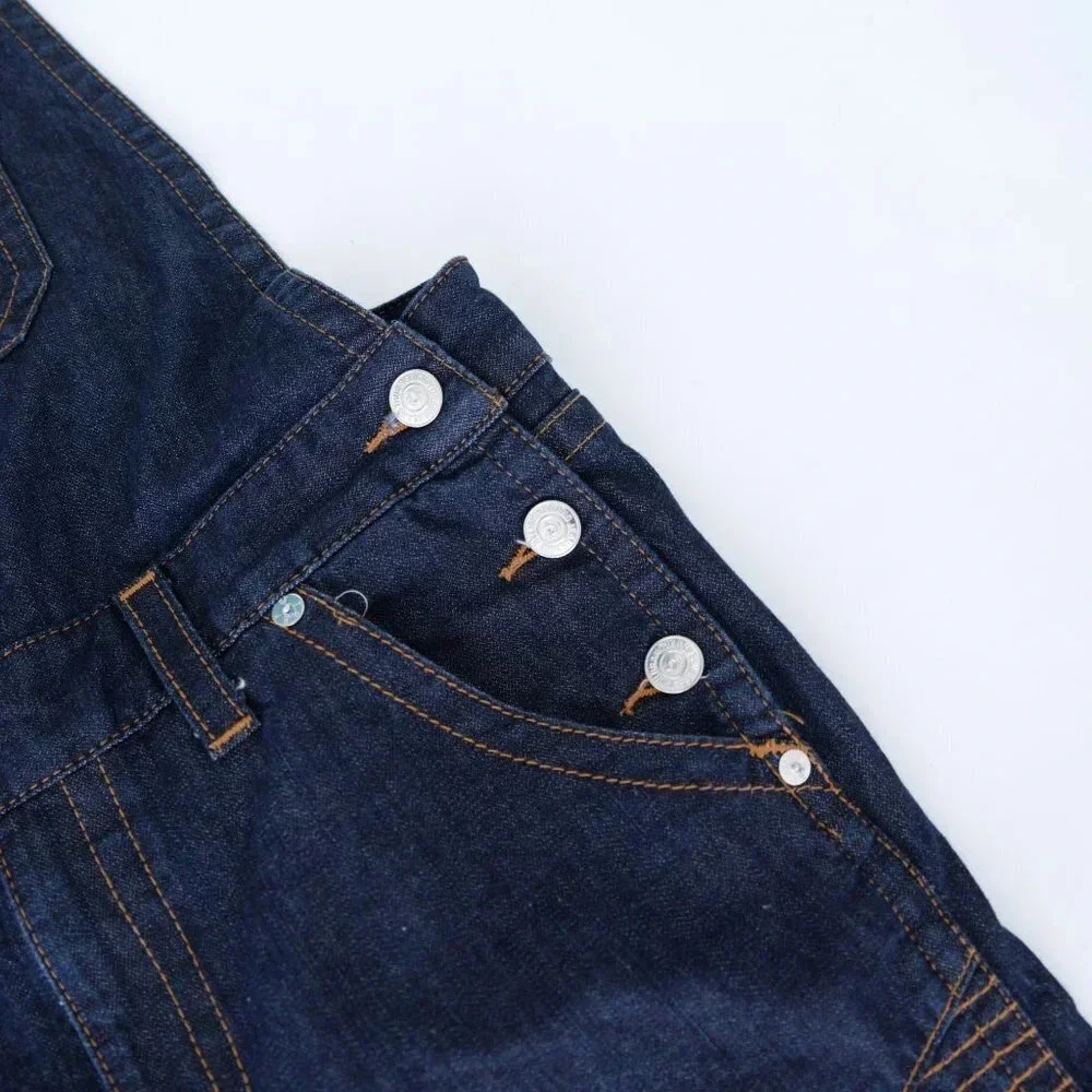 True Religion Y2K Dark Blue Denim Cotton Overalls Relaxed Workwear Preppy M - Picture 11 of 15